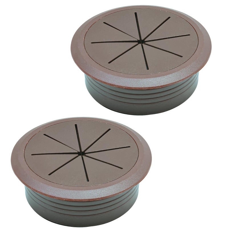 BOPOREAE Desk Grommet 2-3/8"" (60 mm), Desk Hole Cover for Cables Coffee, Cable Grommet ABS Plastic, Desk Hole Grommet for Office and Home Table Cable, Detachable & Flexible Cable Cord Organizer-2 Pcs - Image 1